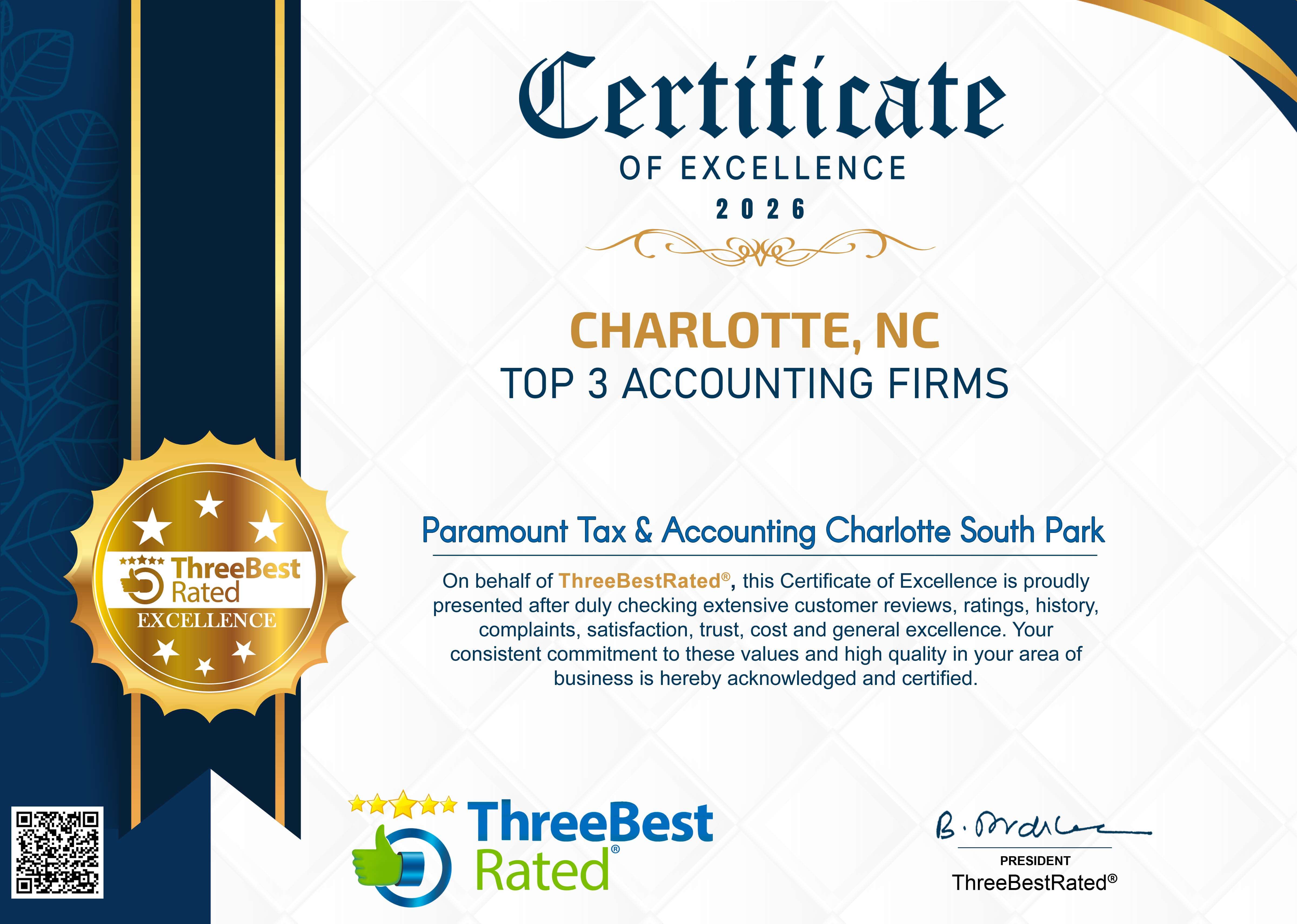 Top 3 Certificate of Excellence 2026